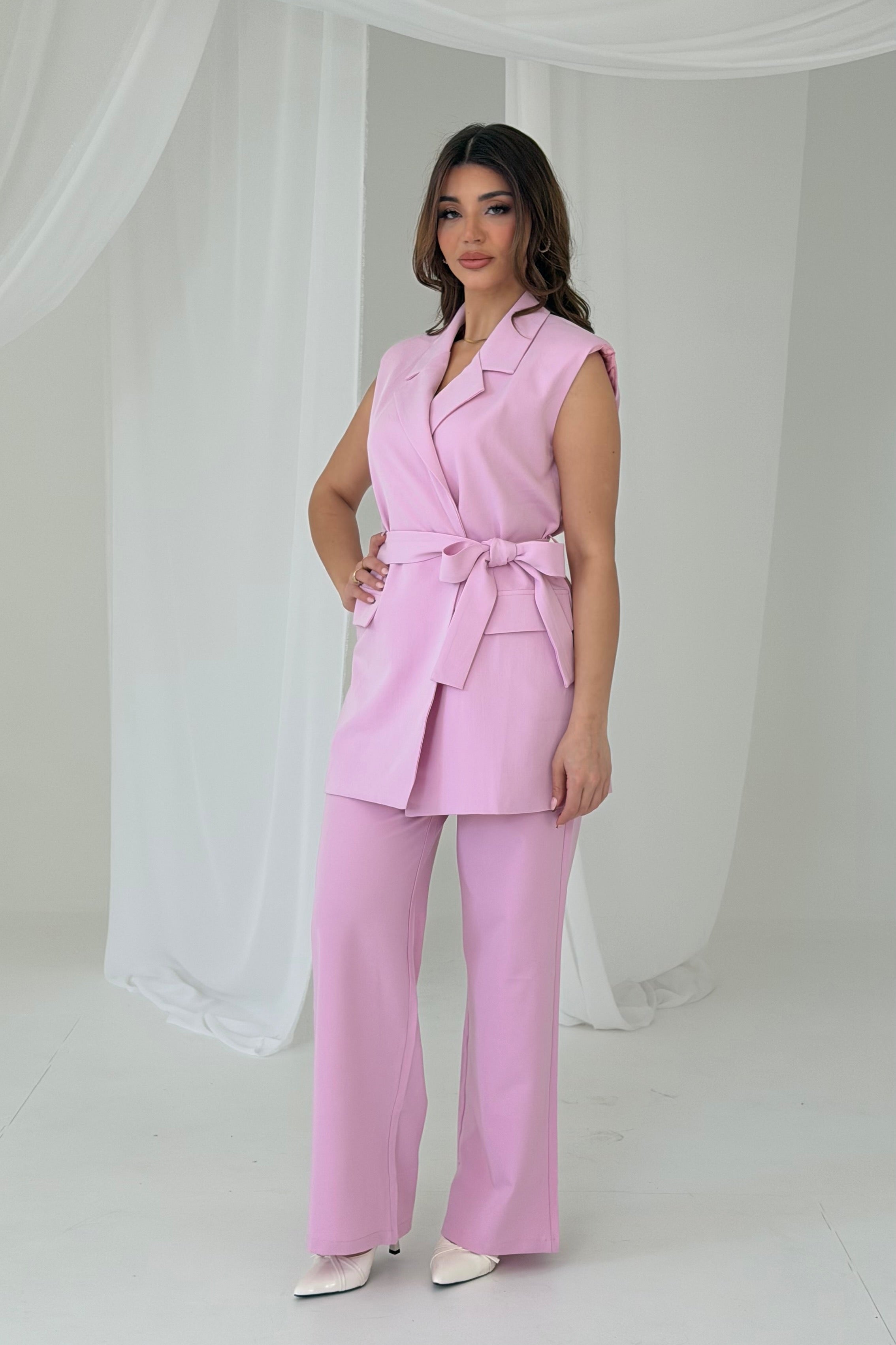Tailored Gilet & Pantalon Set Pink