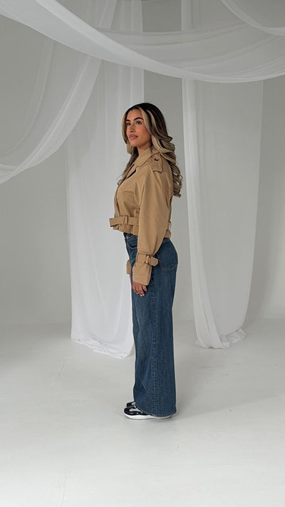 Cropped Trench Coat Camel
