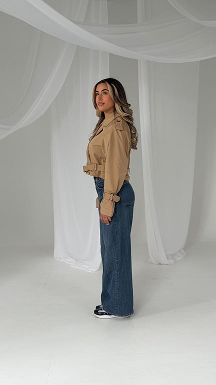 Cropped Trench Coat Camel