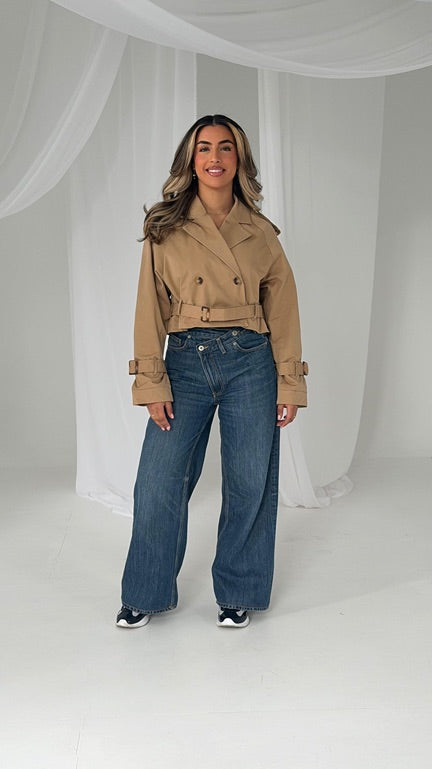 Cropped Trench Coat Camel