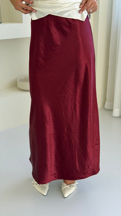 Satin Skirt Red