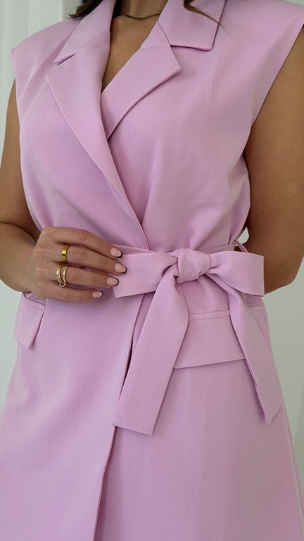 Tailored Gilet & Pantalon Set Pink